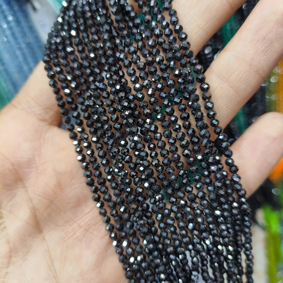 Natural Black Diamond Beads, 3mm Faceted Rondelle Beads, Diamond - Image 3 of 3