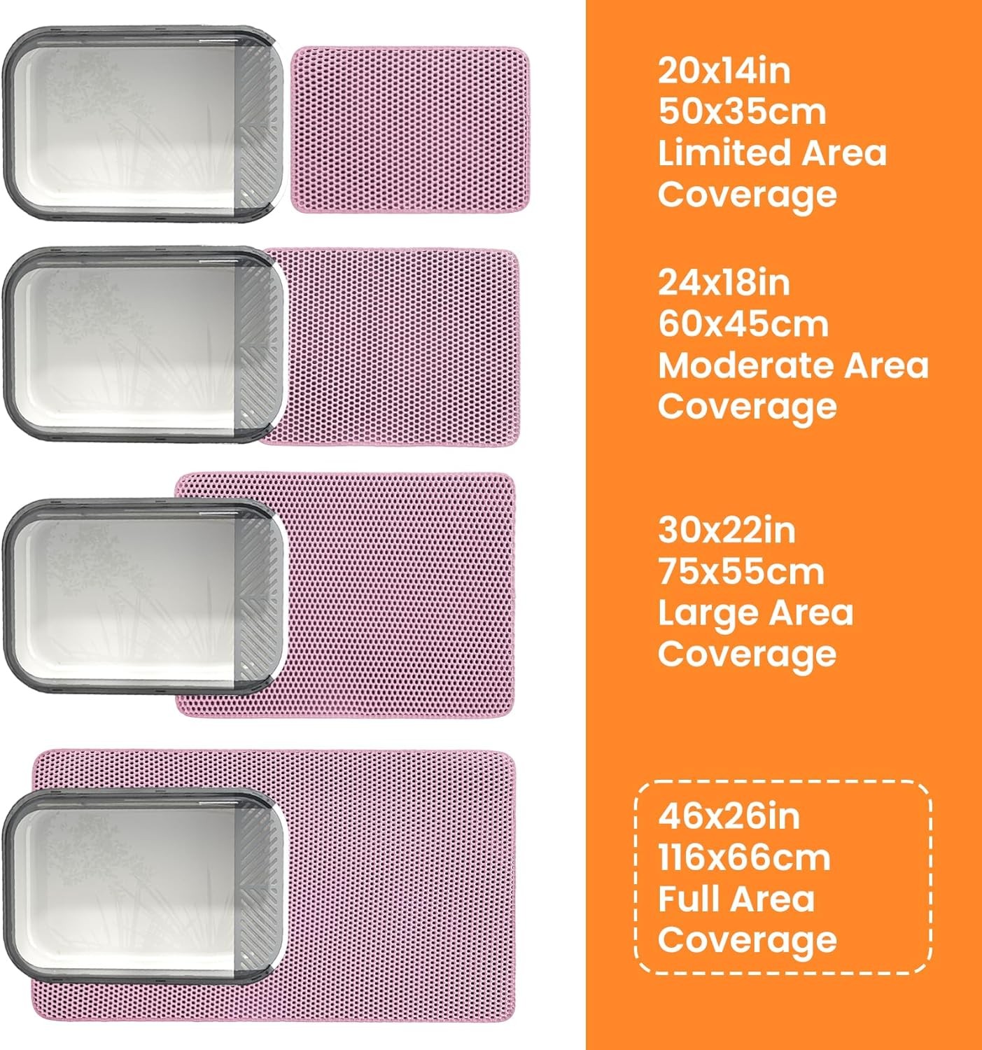 Jumbo Cat Litter Mat, 46x26 Inches Double Layer Honeycomb Litter Trapping Mat, 