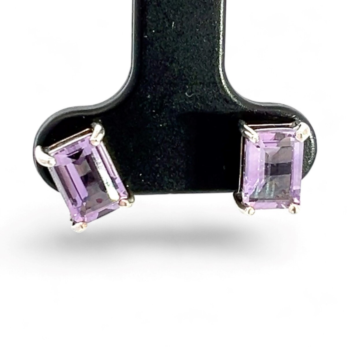 Sterling Silver Rectangular Light Purple Amethyst… - image 1