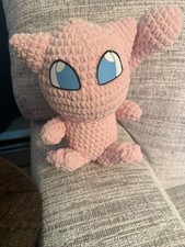 Handmade Mew Inspired Crochet Plush Pink Pokemon Style Stuffed Toy