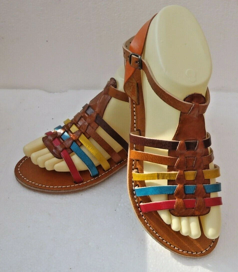 100% MOROCCAN LEATHER GLADIATOR SANDALS MULTI COLOURS * 5 sizes available