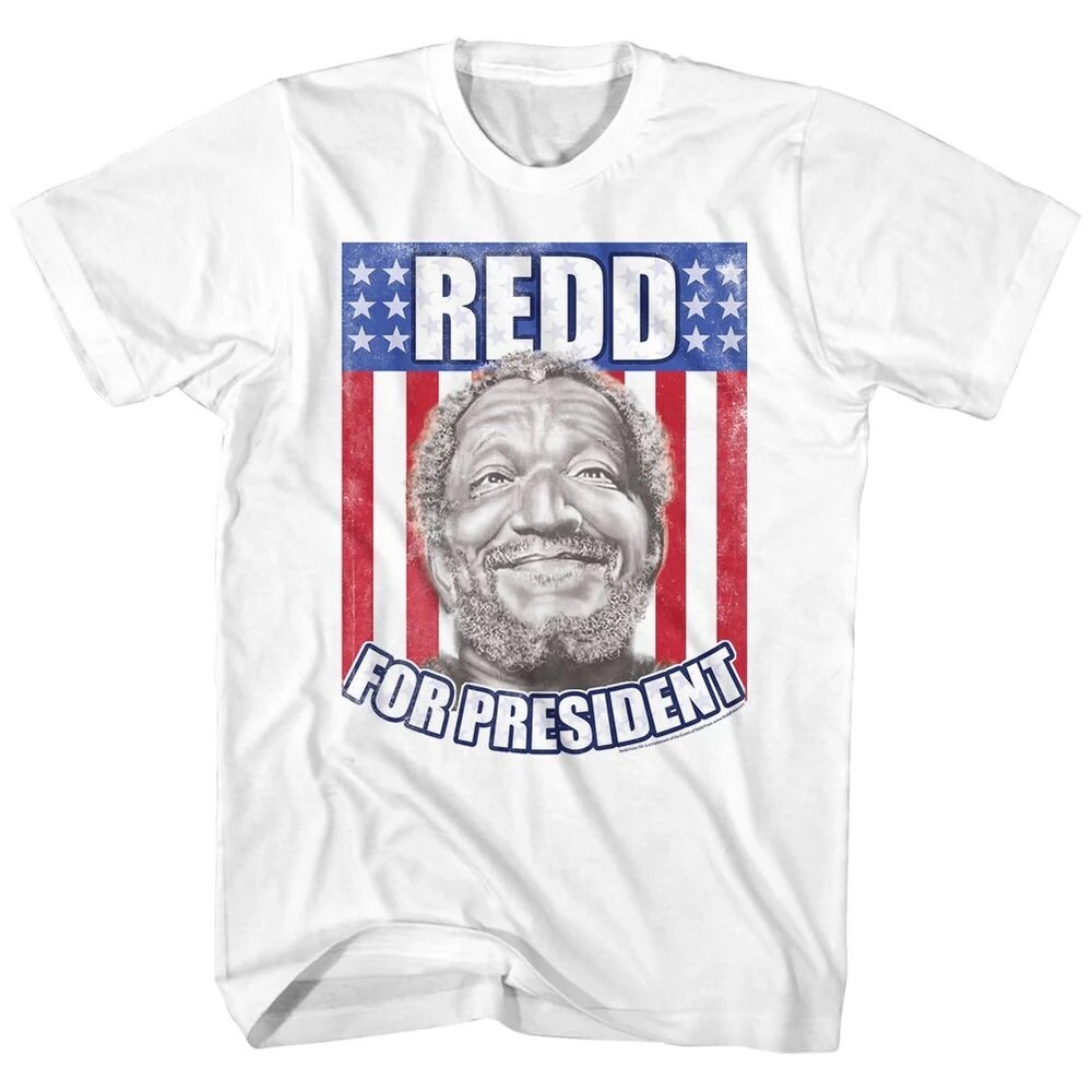 REDD FOXX Adult T-Shirt Vote For President Classic TV Comedy Show White Cotton