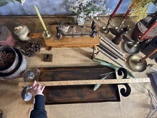 XRARE Jan Barboglio Footed iron tray FLEUR DE LIS 32”🌹HUGE Signed IRON Retired