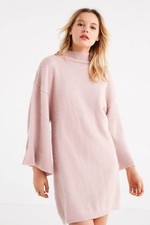 NWD LOST INK  WOMENS ROSE PINK MOCK NECK SWEATER DRESS SIZE S