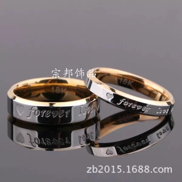 Anillo de compromiso de boda de acero inoxidable Forever Love 316L para pareja de Estados Unidos para hombre/mujer Foto 3 de 4