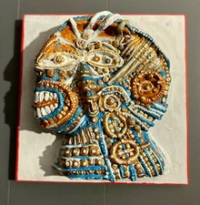 Original Sculpture 3d Painting Tribal Expressionism  Title:"Ancient Mind"  12x12