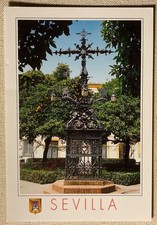 Sevilla Spain Barrio Plaza De Santa Cruz Vintage Postcard Unposted 6.25  x 4.25 
