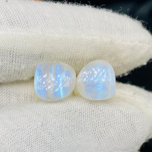 Natural White Rainbow Moonstone Gemstone Heart Shape Ear Gauges Size 8g to 1"