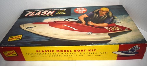 Vintage 1950s Lindberg Line Flash Toy Racing Outboard Hydroplane Boat V801 - Picture 1 of 11