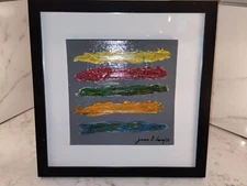 13 Inch Framed Original Signed Modern Abstract Acrylic Oil Painting w/ COA New