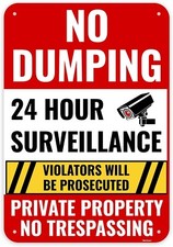 1PC No Dumping Sign Private Property Sign, 13 X 9 Inches - Aluminum - No Illegal