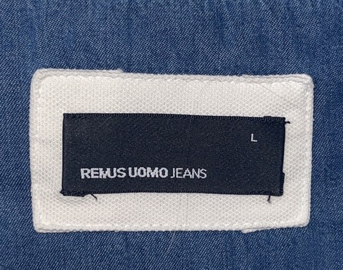 Remus Uomo Jeans Polo Shirt White Blue Pattern Size Mens L - Picture 2 of 3