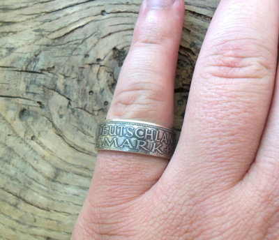 1963 West Germany 5 Mark Heiermann Coin Ring – Silver 625 – Handmade German Date Coin Ring-942321