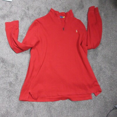 Ralph Lauren Sweater Mens Extra Large Red  Estate Rib Quarter Zip