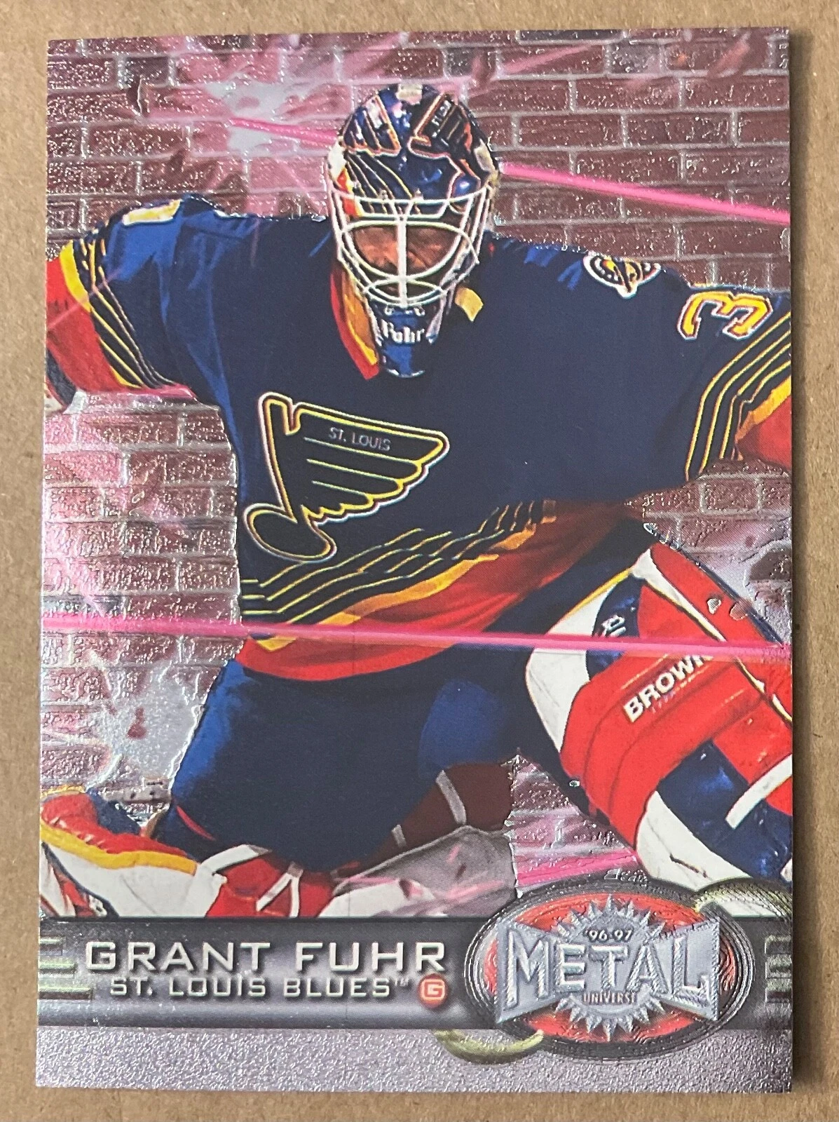 1996-97 GRANT FUHR FLEER METAL UNIVERSE GOALIER CARD #131 ST. LOUIS BLUES