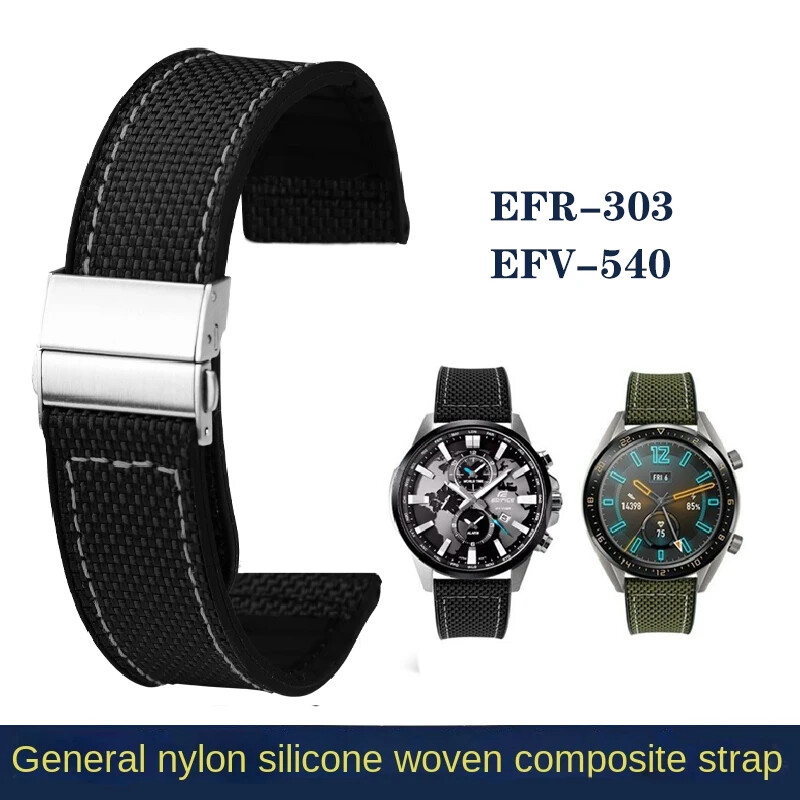 Nylon Woven Pattern Watchband For Casio EFB-670 EFR-303 EFV-540 Huawei 3Pro/GT4