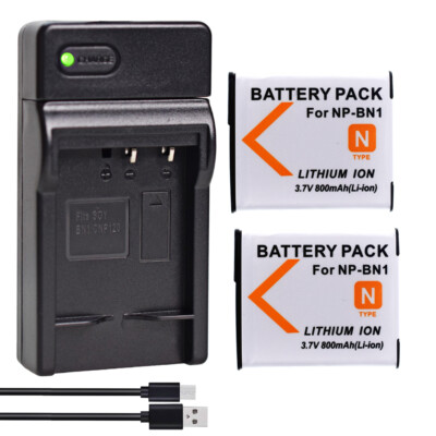 2x NP-BN1 Battery +Charger For Sony Cyber-shot DSC-TF1 DSC-TX5 TX7 DSC-TX9 TX10