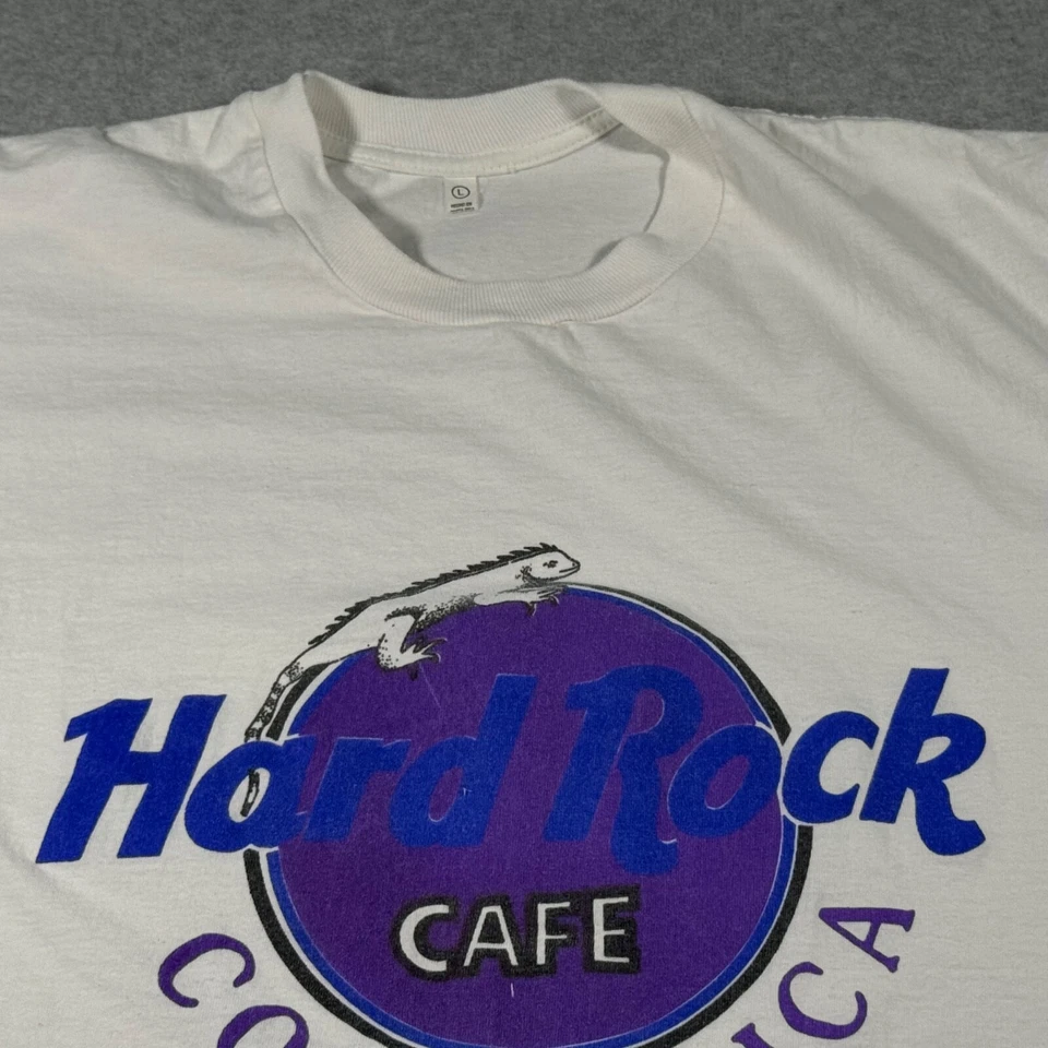 Hard Rock Cafe 衬衫成人大号白色哥斯达黎加食物岛热带男式 — 第 3/4 张图片