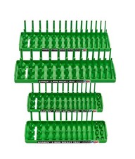 Hansen 4pc Socket Holder Tray Organizer Set 3 Row 14 38 Deep Shallow Green