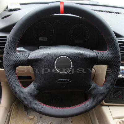Custom Black PU Leather Steering Wheel Stitch on Cover For VW Passat B5 Golf 4