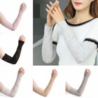 1pair Summer Fingerless Lace Long Gloves Women Driving Anti-UV Arm Sleeve Gloves