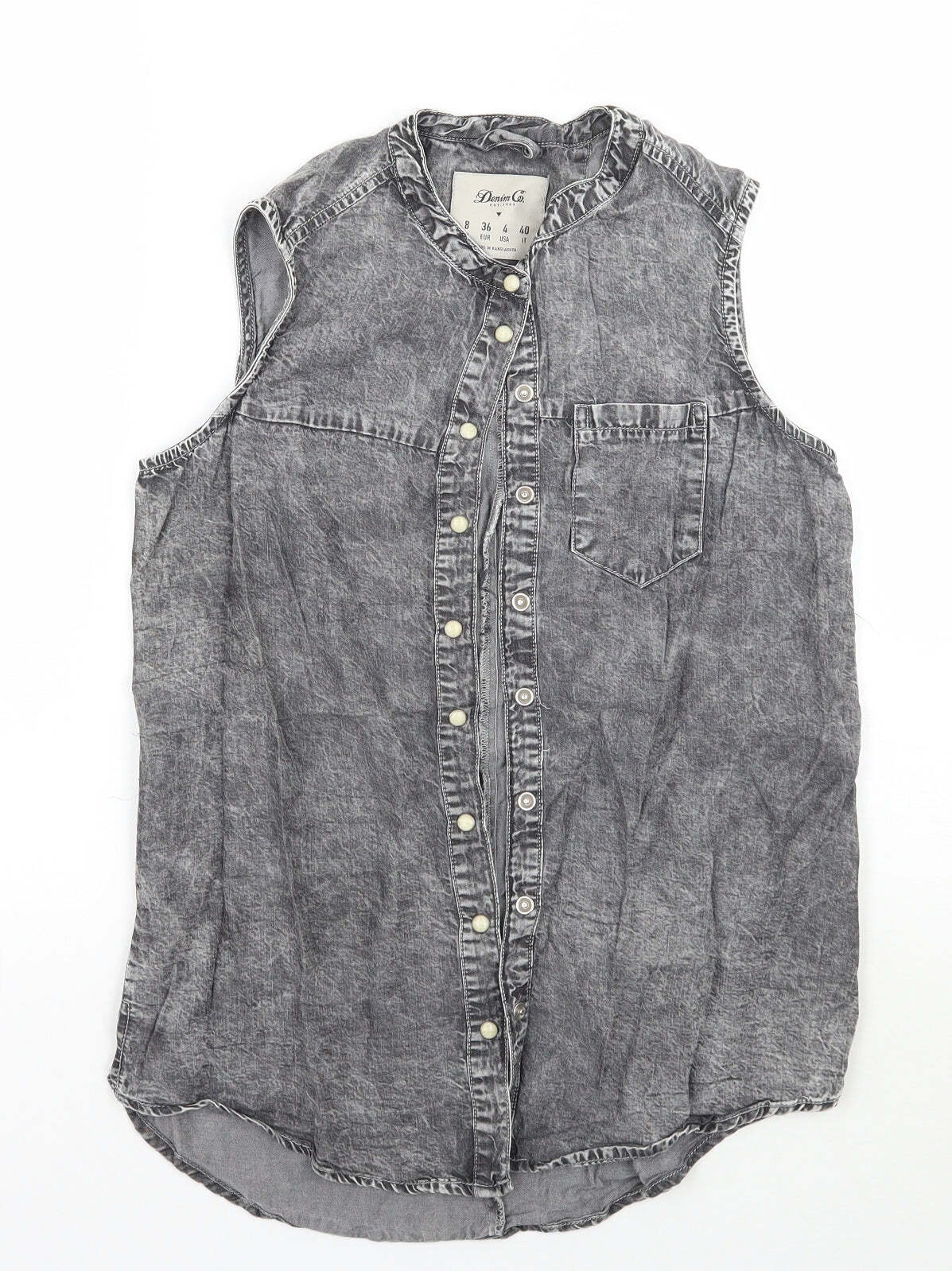 Denim co Womens Grey Polyester Blend Basic Button… - image 1