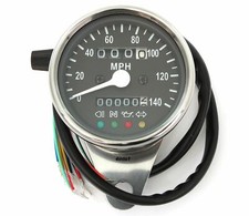 Mini 2.5 Speedometer W Indicators Trip Meter 224060 - Chrome Black - Mph