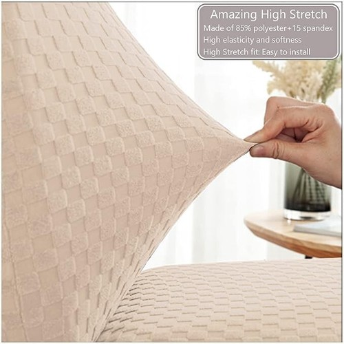 Samt Stretch Esszimmer Stuhlhussen 2 Stück Elastisch Spandex Jacquard Sitzbezüge - Bild 4 von 8