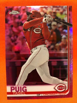 YASIEL PUIG 2019 TOPPS CHROME UPDATE PINK REFRACTOR #3 REDS DODGERS HEROS