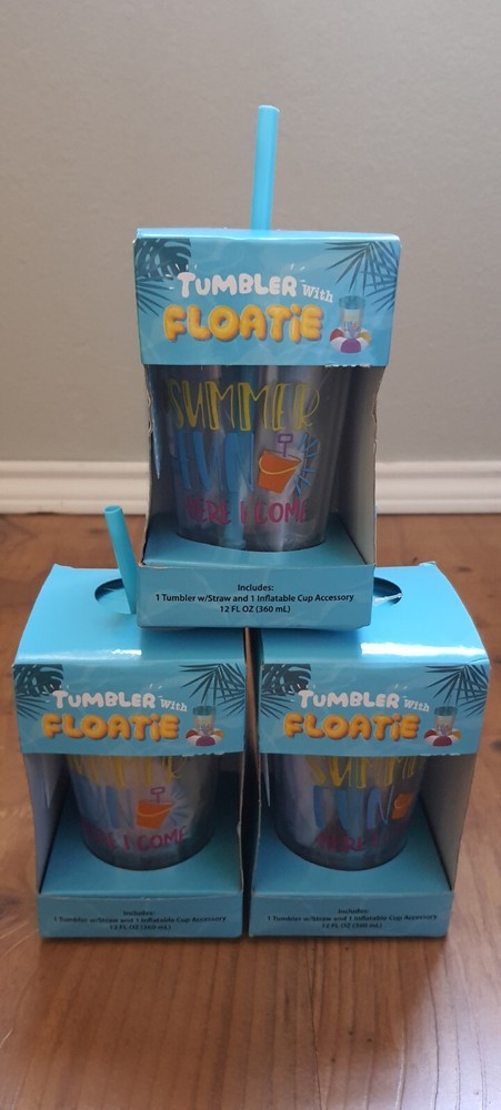 12 Oz Clear Summer Fun Tumbler with Floatie Screw Lid & Straw  