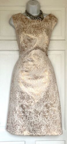 MONSOON GLITTERING GOLD ART DECO PRINT OCCASION PARTY DRESS SIZE 18 fits 16 - Picture 4 of 8