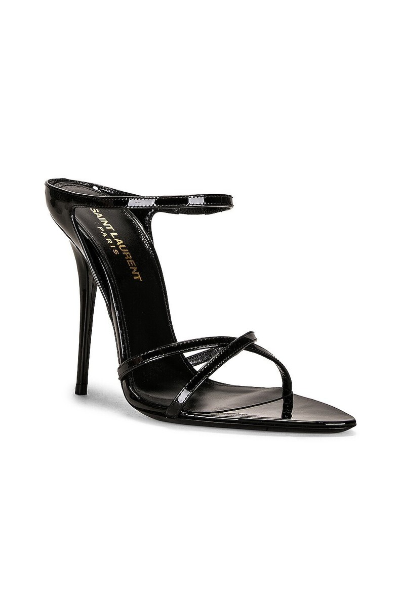 【関税&送料込】Saint Laurent Gippy 90 Lex Sandal Black With New GIPPY YSL Saint Laurent Black Patent Leather Strappy