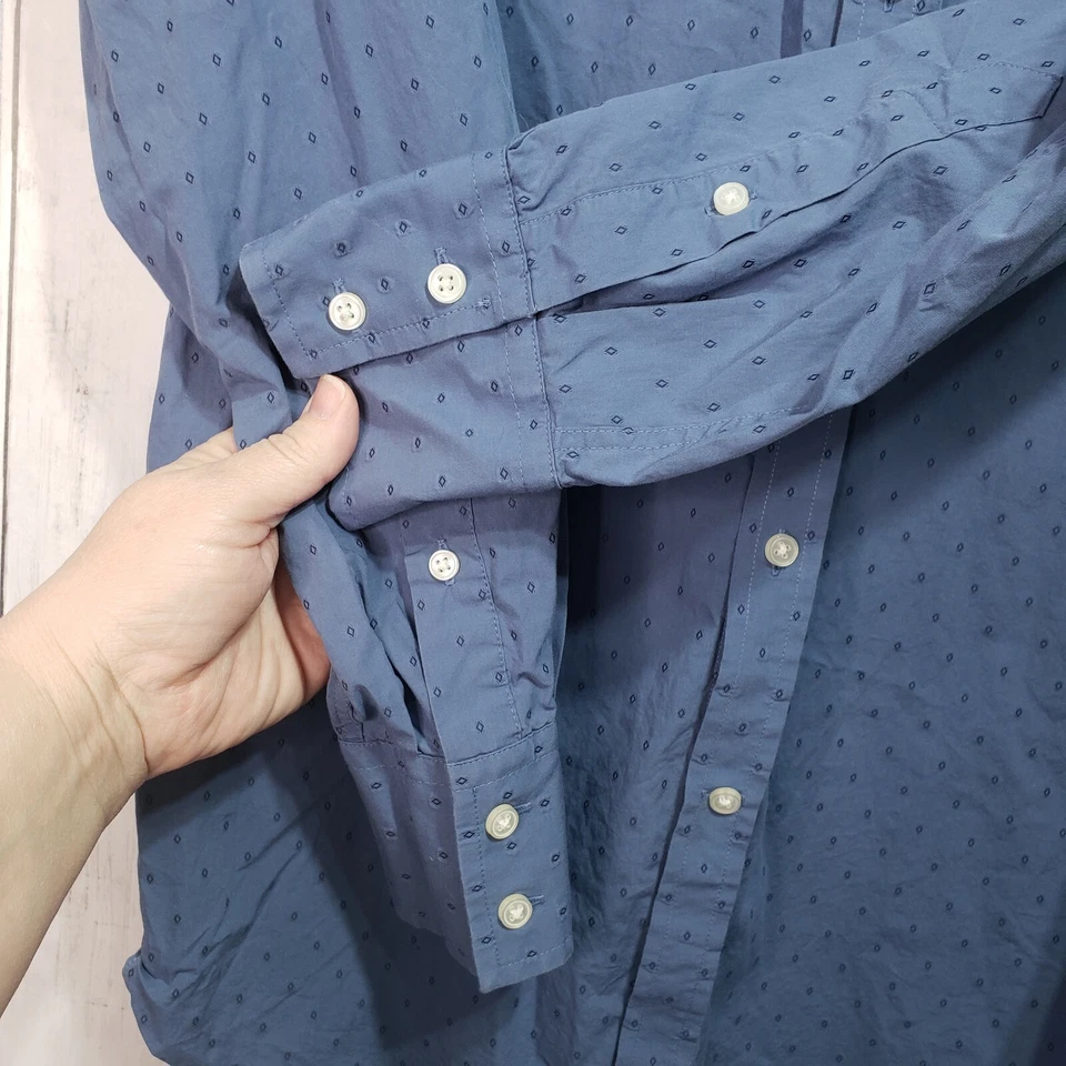 Camisa elástica de algodón con botones azul para hombre Michael Bastian talla mediana 151/2 32/33 Foto 3 de 4