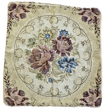 Floral Victorian-style throw Pillow cover w/glitter threads cream pink blue....