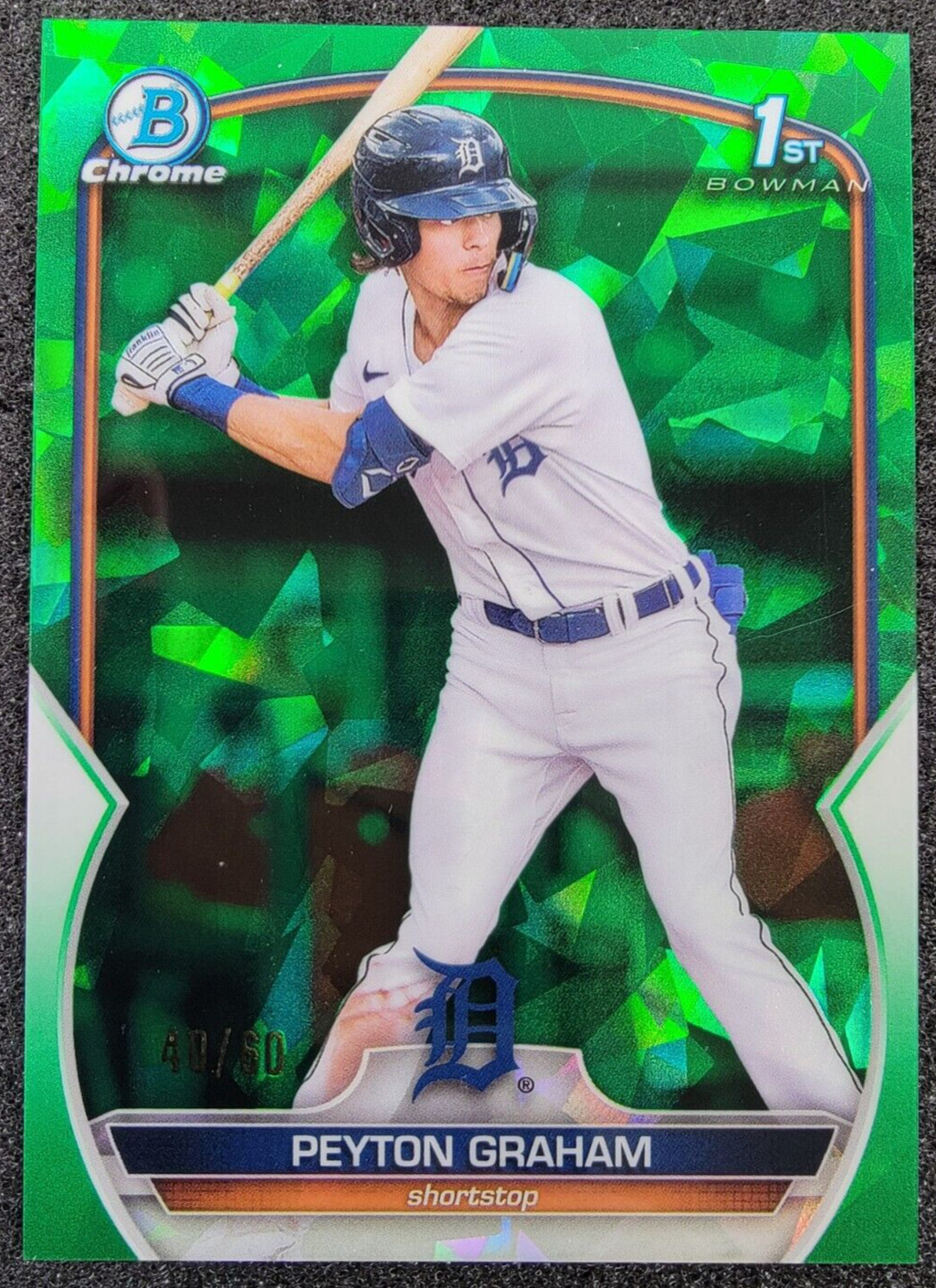 2023 Bowman Sapphire 1st Green Refractor /60 Peyton Graham #BCP-57 Tigers