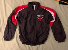 VTG Mighty Mac Windbreaker Jacket Coat Chicago Bulls Logo Bomber Youth 12-14