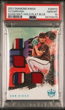 2021 diamond kings yu darvish quad mat-holo platinum blue /25 psa 10