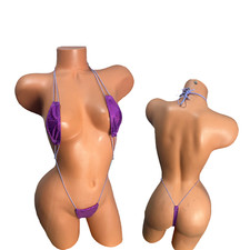 Metallic Pink on Purple Micro Slingshot Bikini XS-XL Exotic Dancewear Rave