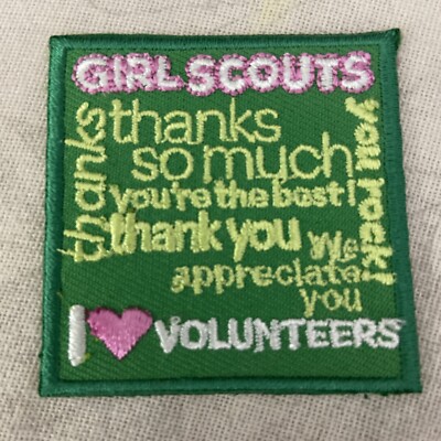 Girl Scouts Patch I Love Volunteers Thanks So Much You Rock 2012 Rare