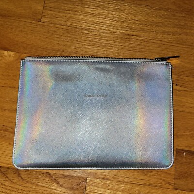 Estella Bartlett Cosmetic Bag Gold ''Shine Brite'' Clutch Cross Texture EXC Cond!