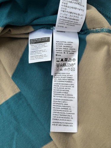 Levis Vintage LVC Mens 1940 Sportswear Blue/Tan Stripes Split Hem Pocket T-Shirt - Picture 5 of 5