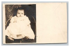 Vintage 1900's RPPC Postcard Studio Portrait Infant Child - Named on Back
