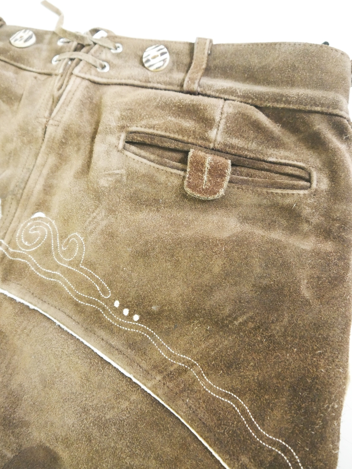 Heavy sturdy embroidery leather pants often worn brown and soft Edelnice size 52 image 5