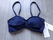 M S MARKS  SPENCER NAVY BLUE BANDEAU STYLE SUN SMART BIKINI TOP UK SIZE 6