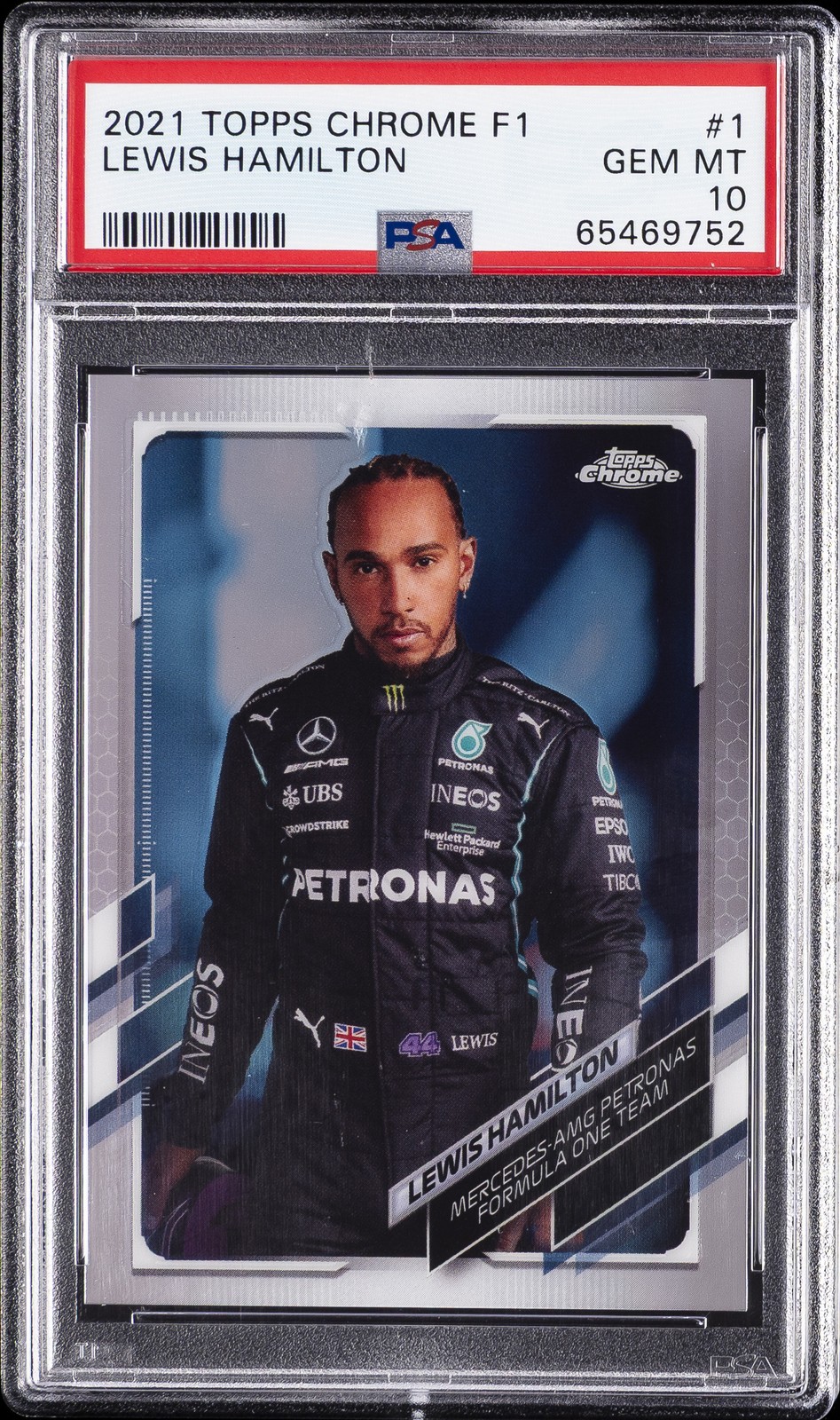 2021 TOPPS CHROME FORMULA 1 #1 LEWIS HAMILTON PSA 10