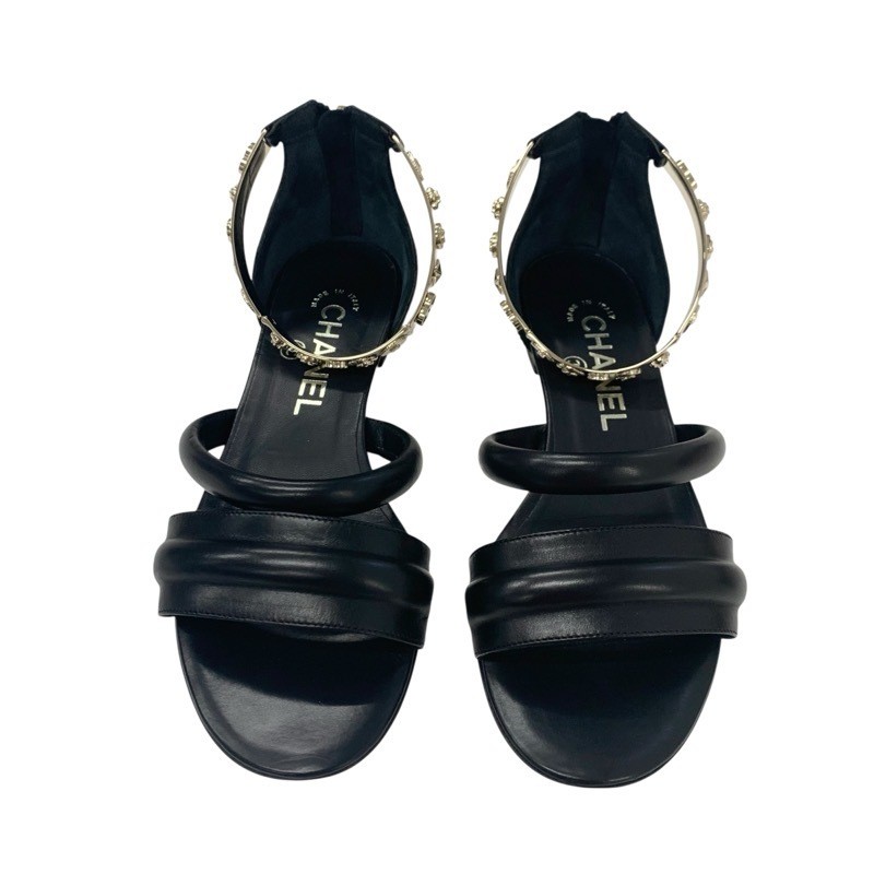 CHANEL sandals size 35 US5 black gold women's thumbnail 11
