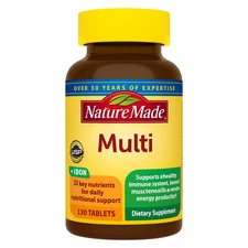 Nature Made Multi with Iron 130 Tablets 1 Pack – Daily Support – New