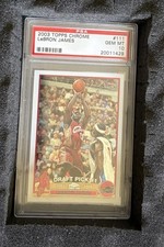 2003 Topps Chrome LeBron James ROOKIE CARD RC #111 PSA 10 GEM MINT. rookie card picture