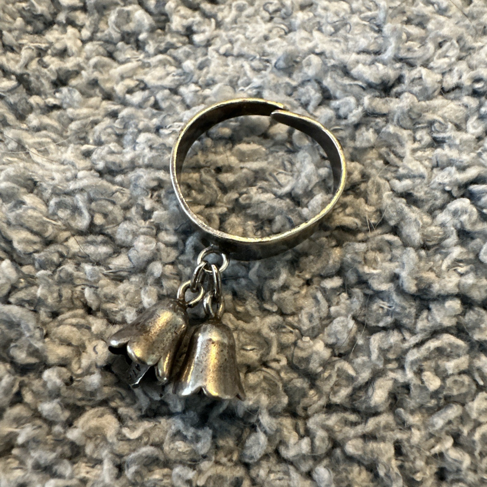 Silver Two dangling Bells Wrap Ring Adjustable Pl… - image 2