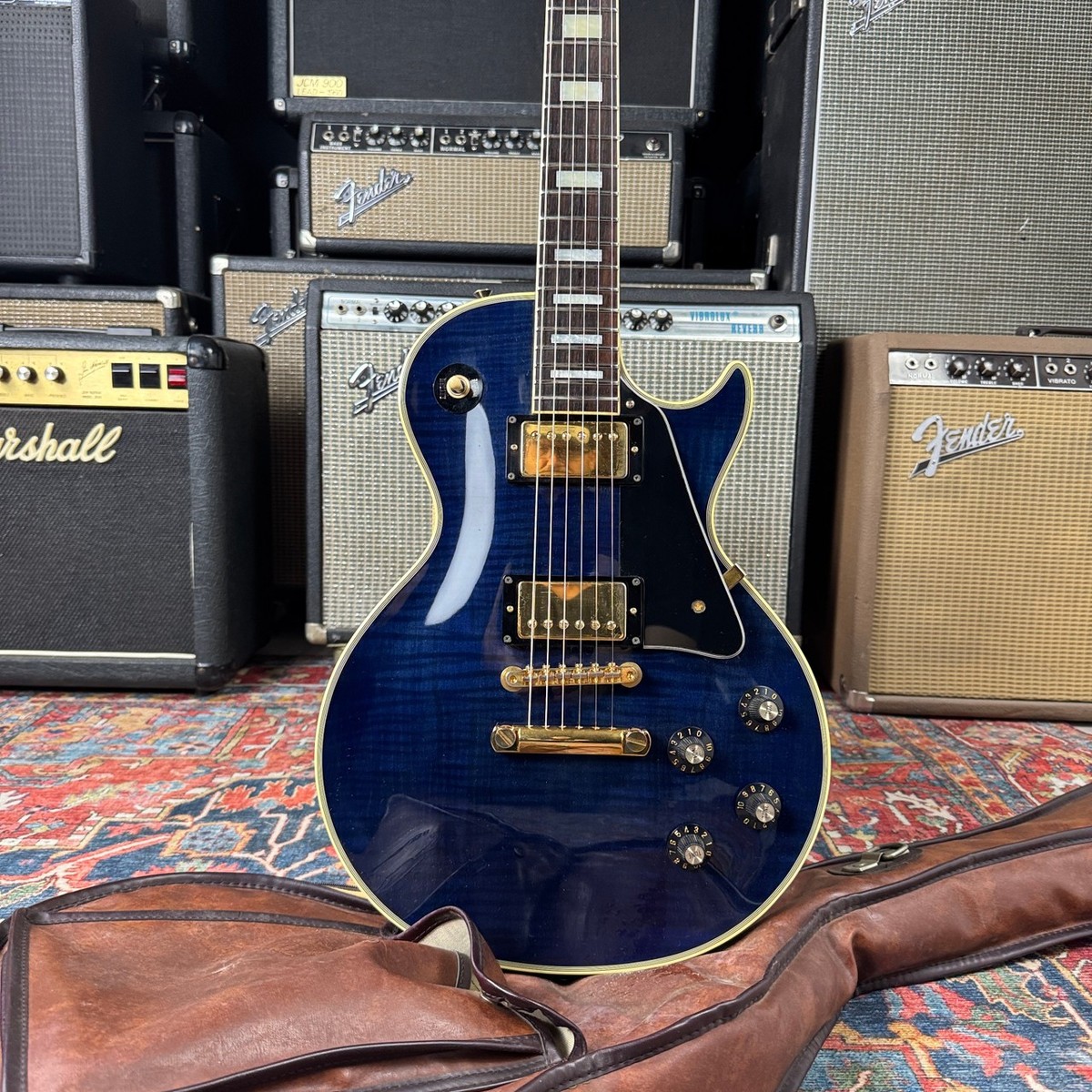 Greco Les Paul Custom Blue Flame Model EGC68- 700 Mint Collection